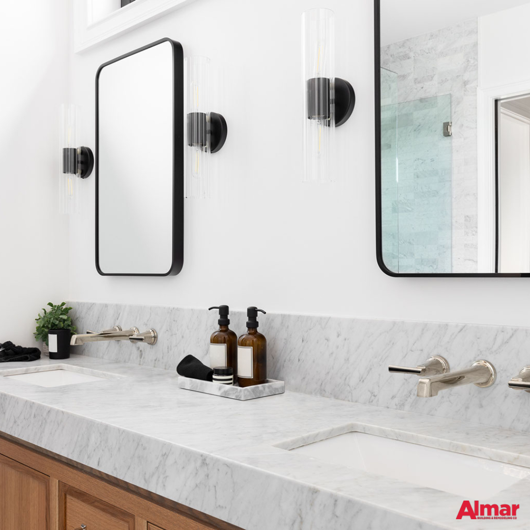 Bathroom Vanity with faucet and mirrors