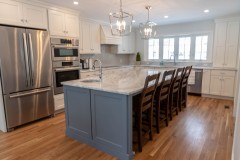 Blue Kitchen Island White Cabunets