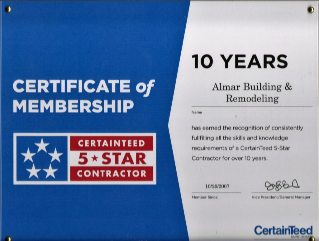 Almar Building & Remodeling 5-star contractor