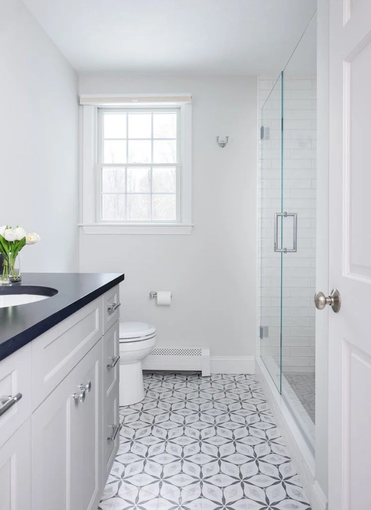Bathroom remodel with walk in shower.