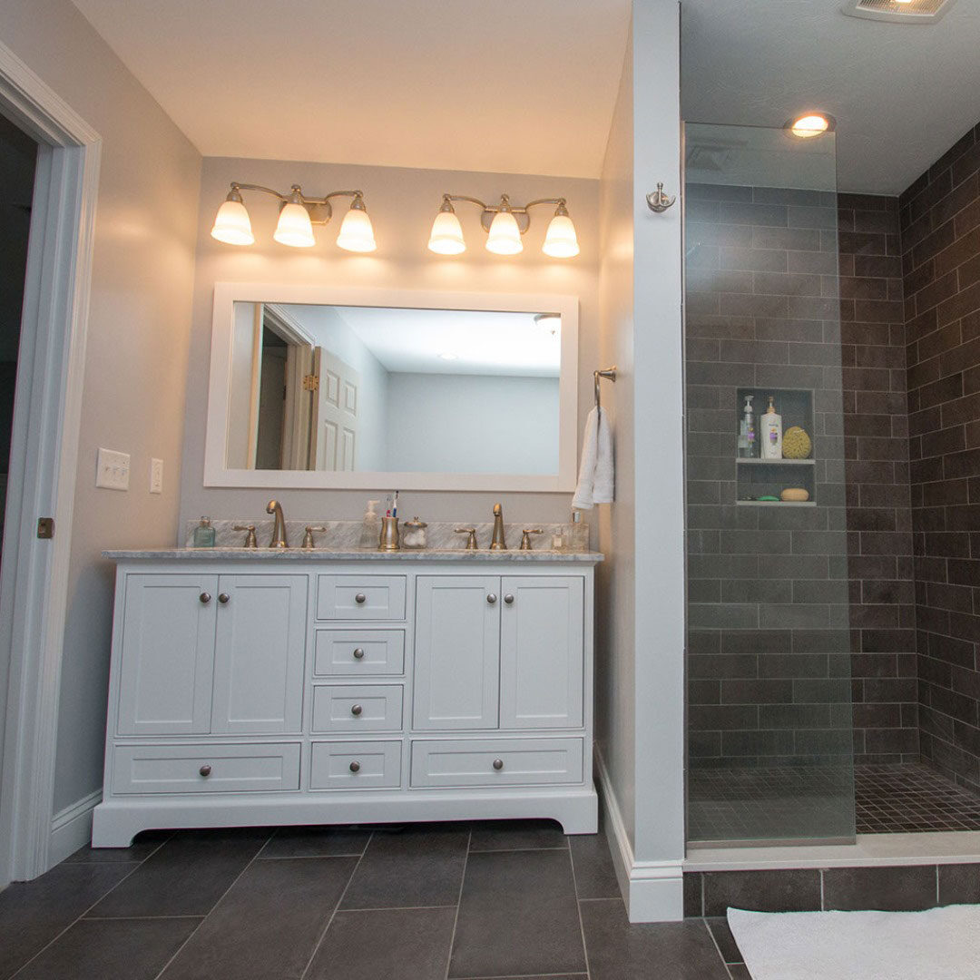 White bathroom vanity