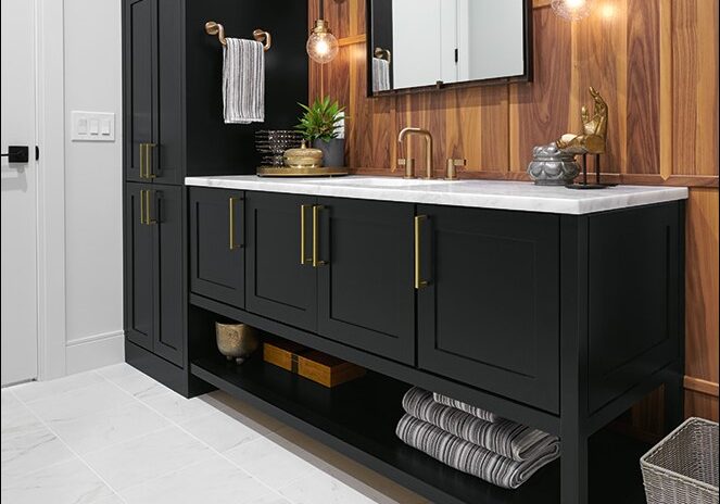 Black Vanity with Gold Accents from Omega
