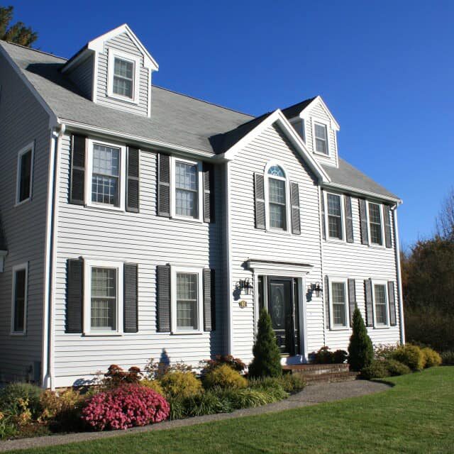 Gray Vinyl siding installation Hanover Ma Almar Building